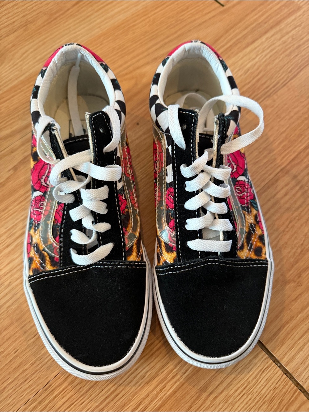 Vans Kids Black, Pink & Yellow Floral Skate Sneakers